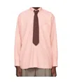 Auralee Collared Shirt With Front Pocket And Long Sleeves In Pink