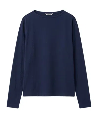 Auralee Long-sleeve Crew-neck Sweater In Blue