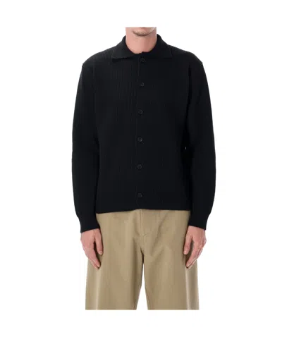 AURALEE AURALEE SUPERFINE WOOL RIBBED KNIT CARDIGAN