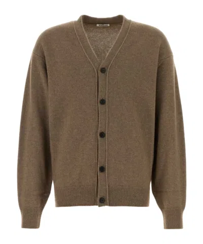 Auralee Long-sleeved Knitted Cardigan In Brown