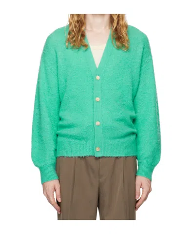 Auralee Long-sleeved Knitted Cardigan In Green