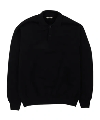 Auralee Long-sleeved Polo Shirt In Black