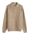 Auralee Long-sleeved Polo Sweater In Nude