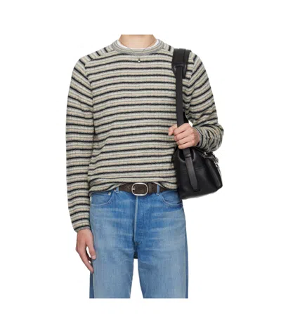 AURALEE STRIPE-PATTERN SWEATER