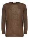 Auralee Long Sleeve Sheer Crewneck Knitwear In Brown