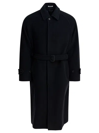 AURALEE LONG WOOL COAT JACKETS AND COATS BLACK
