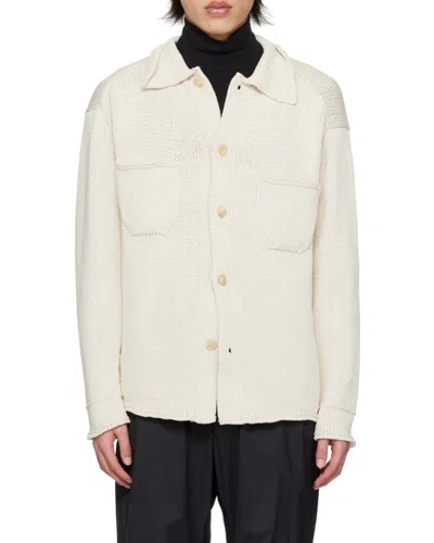 Auralee Long-sleeve Cotton Cardigan In White