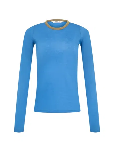 Auralee Long-sleeve Ringer T-shirt In Blue