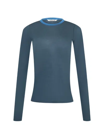 Auralee Long-sleeve Ringer T-shirt In Blue
