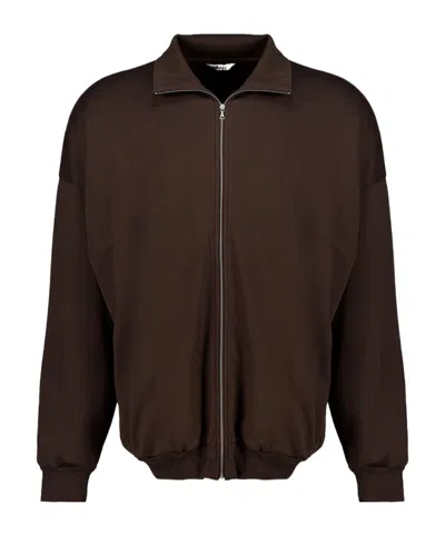 Auralee Long-sleeve Zip-up Jacket In Brown