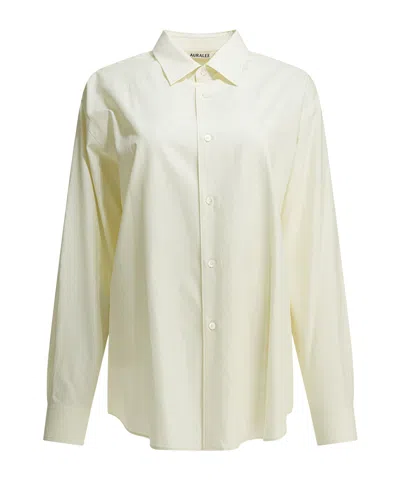 Auralee Long-sleeved Collared Shirt In Neutral
