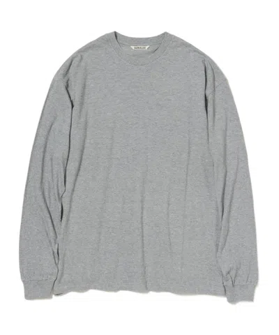 Auralee Long-sleeved Crew Neck T-shirt In Gray