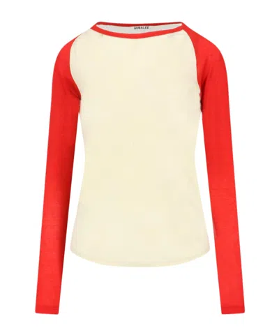 Auralee Long-sleeved Crew Neck T-shirt In Multi