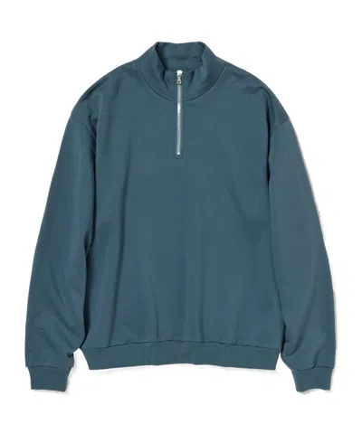 Auralee Long-sleeved Half-zip Sweatshirt In Blue