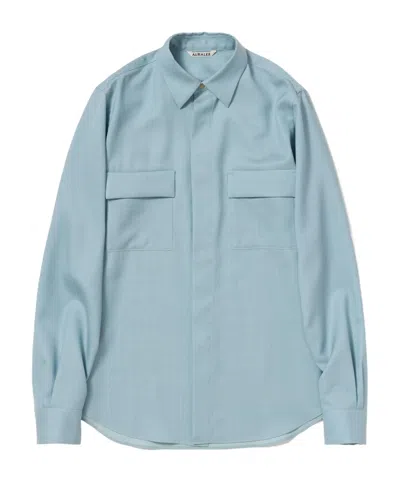 Auralee Long-sleeved Shirt In Blue