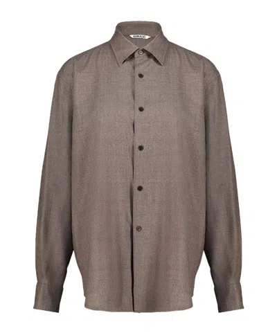 Auralee Long-sleeved Shirt In Brown