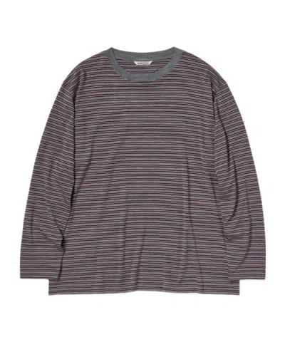 Auralee Long-sleeved Striped T-shirt In Multi