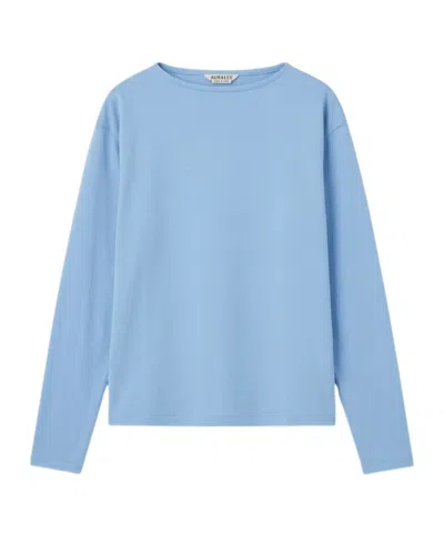 Auralee Boat-neck Long-sleeve T-shirt In Blue