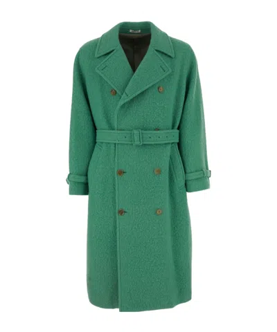 Auralee Long-sleeved Wool Blend Coat In Green