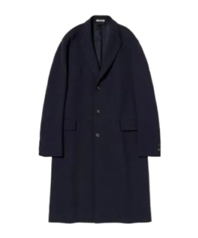 Auralee Long-sleeved Wool Coat In Black