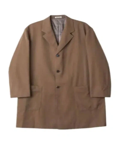 Auralee Long-sleeved Wool Coat In Brown