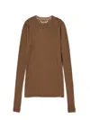 Auralee L/s Rib T-shirt Woman Brown