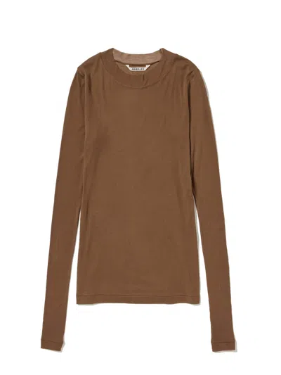 Auralee L/s Rib T-shirt Woman Brown