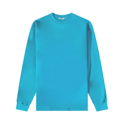 Pre-owned Auralee Luster Plaiting Long-sleeve Tee 'teal Green' | Men's Size 5 In Blue