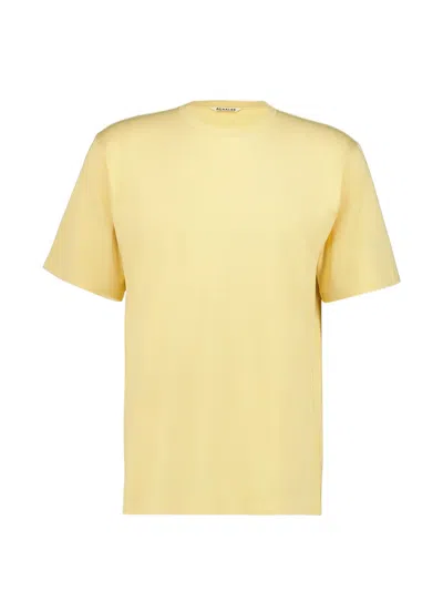 Auralee Luster-plaiting T-shirt In Yellow