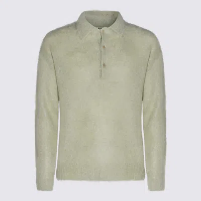 Auralee Long Sleeve Crewneck Sweater With Ribbed Cuffs In Green