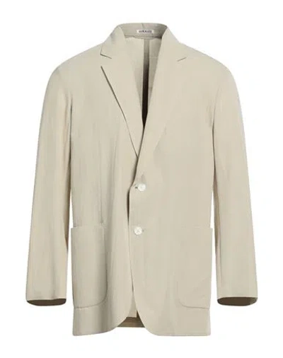 Auralee Man Blazer Beige Size 5 Cotton, Wool In Neutral