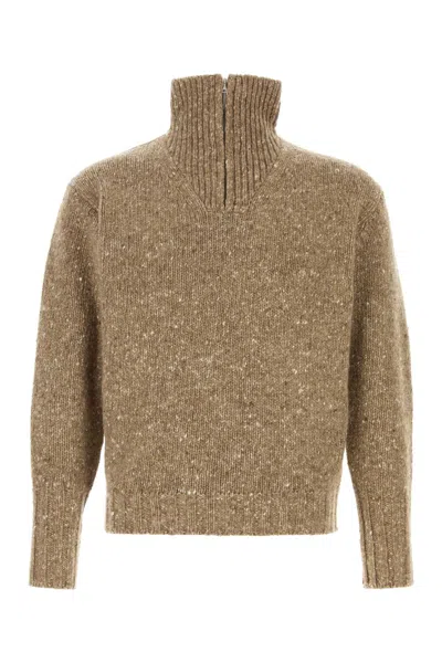 Auralee Melange Biscuit Wool Sweater For Men In Brown