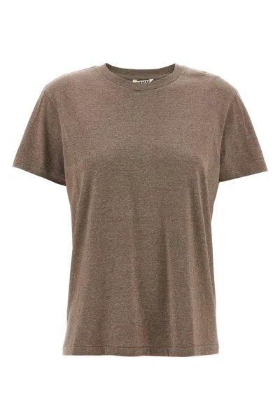 Auralee Mélange Cotton T-shirt In Brown