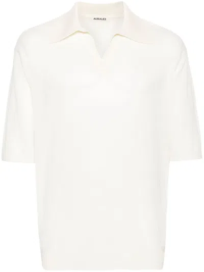 Auralee Wool And Silk Blend Polo Shirt In Multicolor