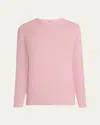 Auralee Men's Baby Suri Alpaca Sheer Knit Crewneck Sweater In Pink