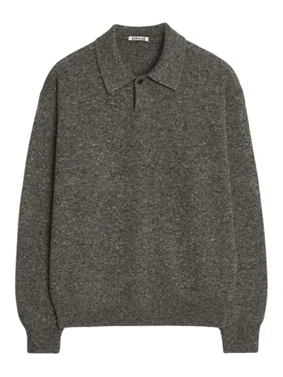 Auralee Cashmere Polo Shirt In Gray
