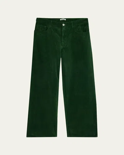 Auralee Men's Corduroy Wide Leg Five-pocket Pants In Green