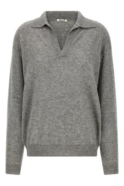 Auralee Men Silk Cashmere Sweater In Gray