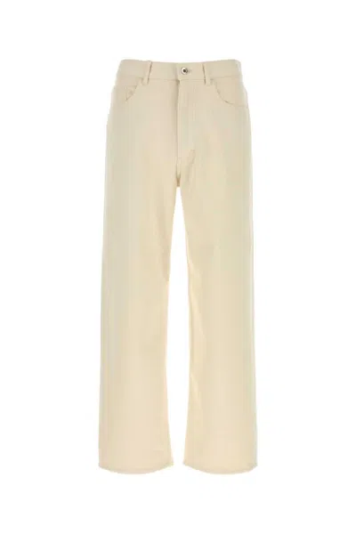 Auralee Men's Silk Denim Jeans In White