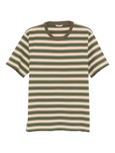 AURALEE AURALEE MEN STRIPED COTTON T-SHIRT