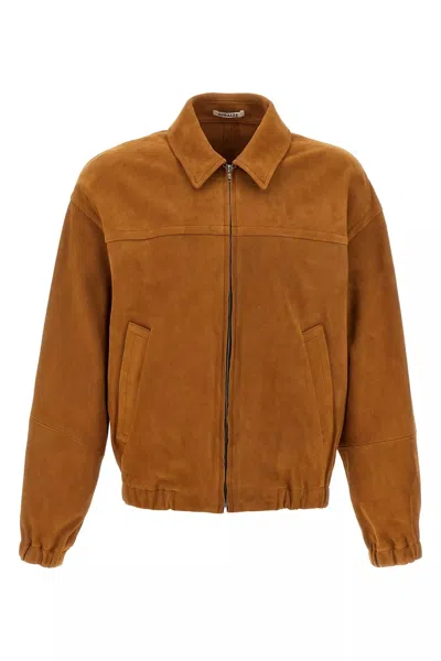Auralee Men Suede Blouson In Brown