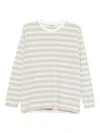 Auralee Pastel Stripe Long-sleeve Shirt With Relaxed Fit In Neutral
