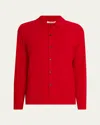 Auralee Men's Wool Knit Shirt Cardigan In Red