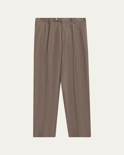 Auralee Men's Wool Straight-leg Trousers In Brown