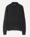 Auralee Mens Brushed Super Kid Mohair Knit Polo In Black