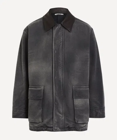 Auralee Mens Garment-dyed Cotton Blouson Jacket In Black