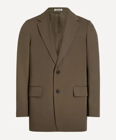 Auralee Mens Light Wool Max Gabardine Jacket In Brown