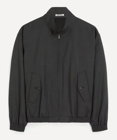 Auralee Mens Ultra-fine Tropical Wool Zip Blouson Jacket In Black