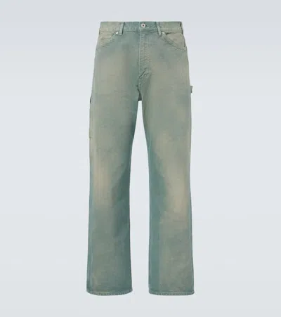 Auralee Gerade Mid-rise-hose Aus Baumwolle In Blue