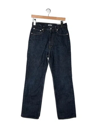 Pre-owned Auralee Mid-rise Straight Leg Jeans In Blue